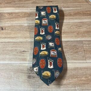 Vtg Windsor Collection Rack Necktie Tie Lion Keys Horse Lord Green Silk Italy